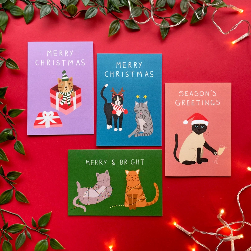 Cat Christmas Cards (Set of 12)