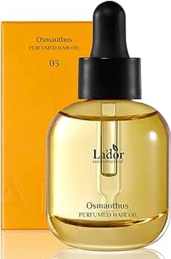 LADOR Hair Perfume Oil for Dry Damaged Hair - Anti Frizz Nourishing Fragrance Gloss Oil Serum Leave-In Conditioner Hold Curls & Waves Free of Sulfate Paraben Alcohol 1 Fl Oz 03 Osmanthus LA'DOR Korean