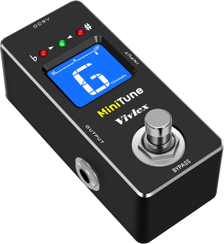 Vivlex Tuner Pedal High Precision Mini Pedal Tuner for Guitar Bass HD LCD Display with True Bypass