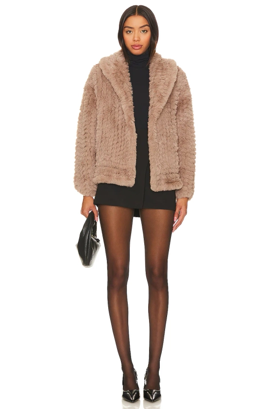 HEARTLOOM Sally Faux Fur Jacket in Praline | REVOLVE