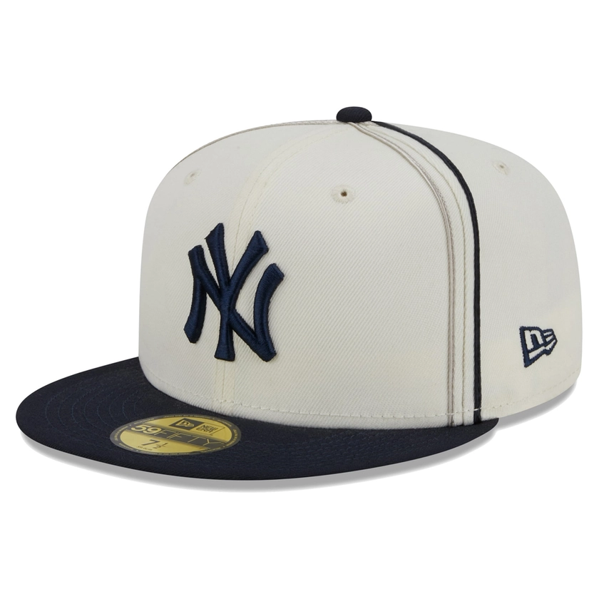 Men's New York Yankees New Era Cream/Navy Chrome Sutash 59FIFTY Fitted Hat