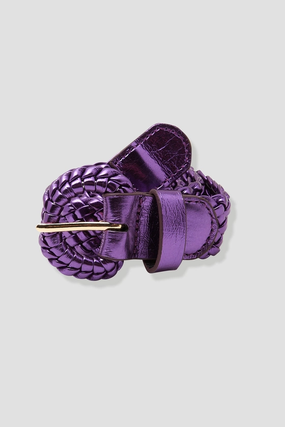 Ceinture tressée dorée Femme - Violet