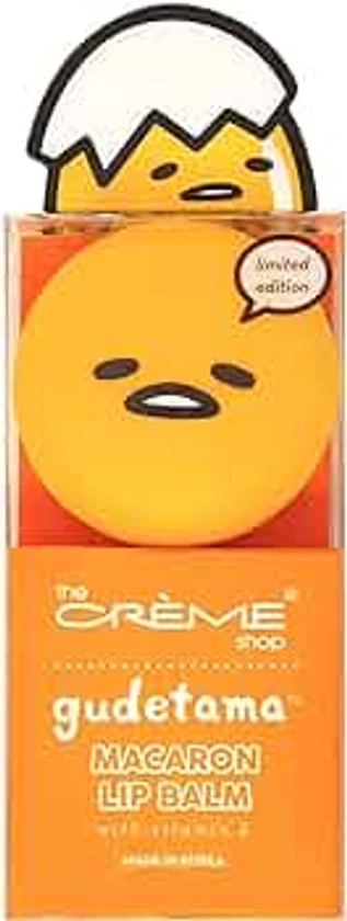 The Crème Shop x Sanrio Hello Kitty Macaron Lip Balm Korean Cute Scented Pocket Portable Soothing Advanced Must-Have on-the-go (Gudetama Peach Gummies)