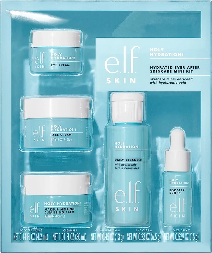 e.l.f. SKIN Hydrated Ever After Skincare Mini Kit, Cleanser, Makeup Remover, Moisturiser & Eye Cream For Hydrating Skin, Airplane-Friendly Sizes