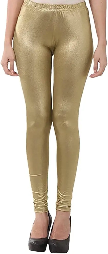 Buy Pranjal Shining Shimmer Lycra Partyware Leggings for Women's and Girls- Free Size from 28'' to 34'' Waist-Golden Colour at Amazon.in