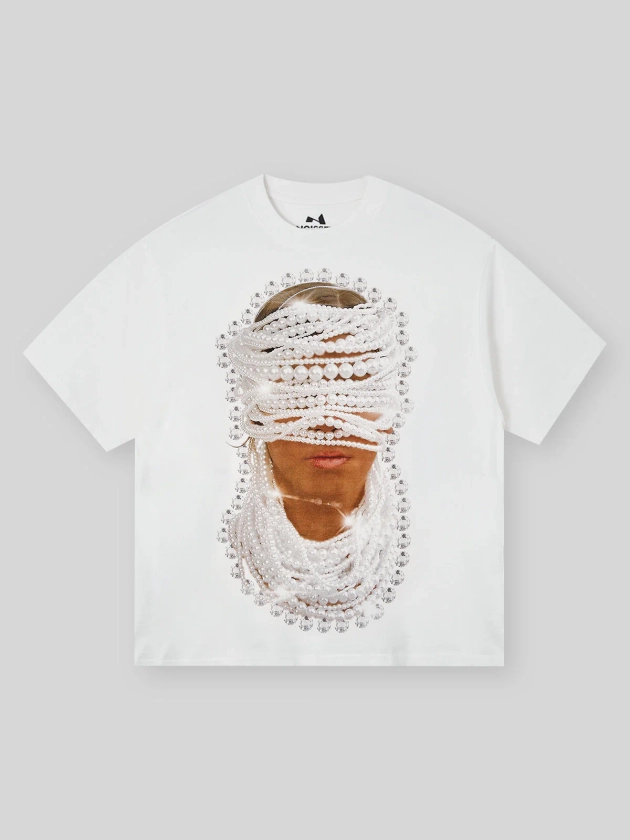 BOUNCE BACK© pearl-embellished printed graphic T-shirt