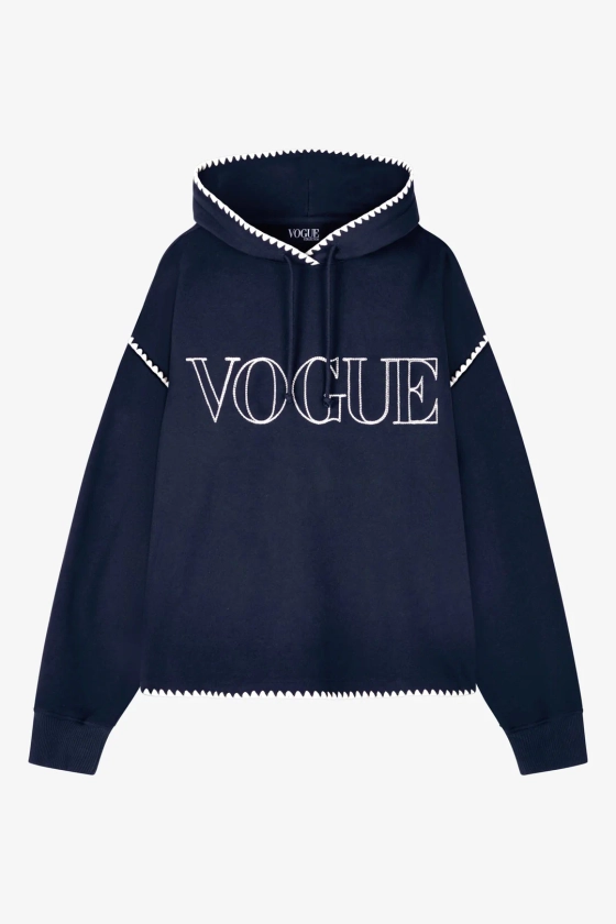 Hoodie VOGUE bleu nuit avec broderies