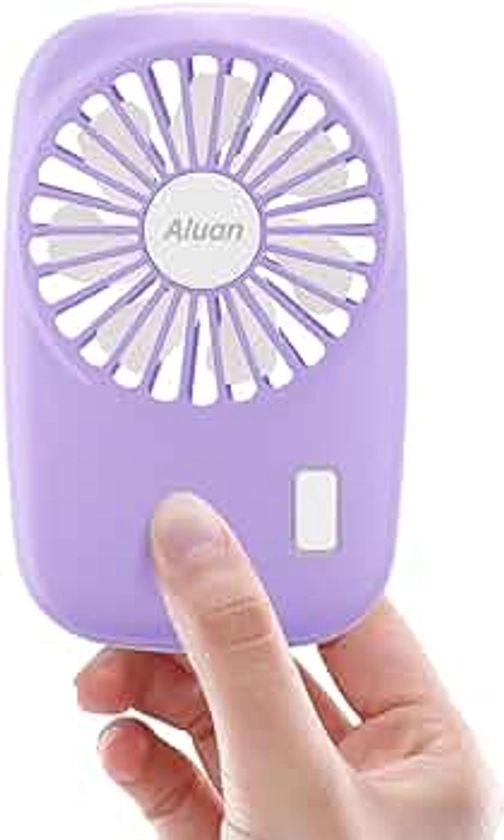 Aluan Handheld Fan Mini Fan Powerful Small Personal Portable Fan Speed Adjustable USB Rechargeable Cooling for Kids Girls Woman Home Office Travel, Purple