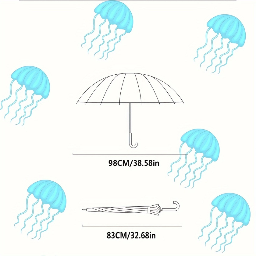 Jellyfish Transparent Umbrella, Romantic Creative Cute Automatic Long Handle Umbrella, Birthday Gift Christmas Gift