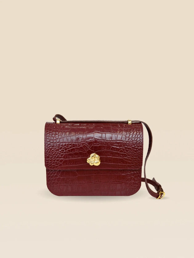 ADÈLE BURGUNDY CROCO BAG