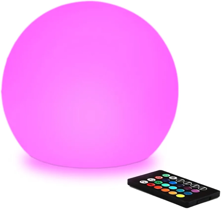 8-in Glowing LED Ball Light for Kid, Dimmable 16 RGB Color Changing Globe Orb Night Light Mood Lamp w/Remote, Rechargeable Light Up Ball Sphere Bedside Lamp, Great for Bedroom Garden Patio Party Decor