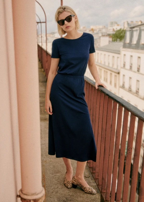 Lucille Dress - Navy - Organic cotton - organic textile - Sézane