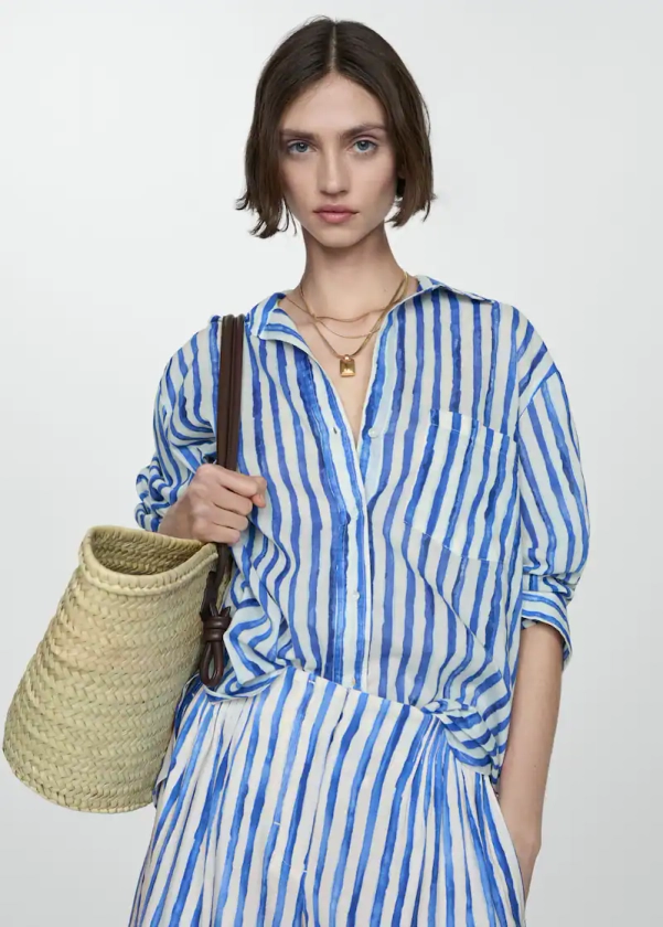 100% cotton striped shirt - Women | Mango USA