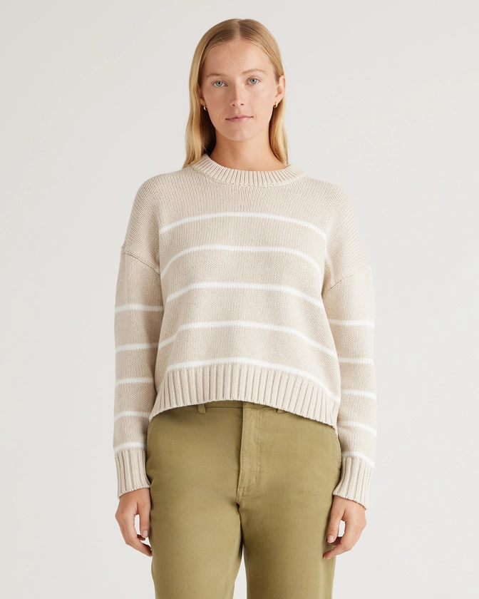100% Organic Cotton Striped Crew Sweater