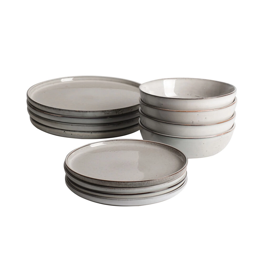 Oslo Rim Stoneware Dinner Set 12 Piece - | ProCook