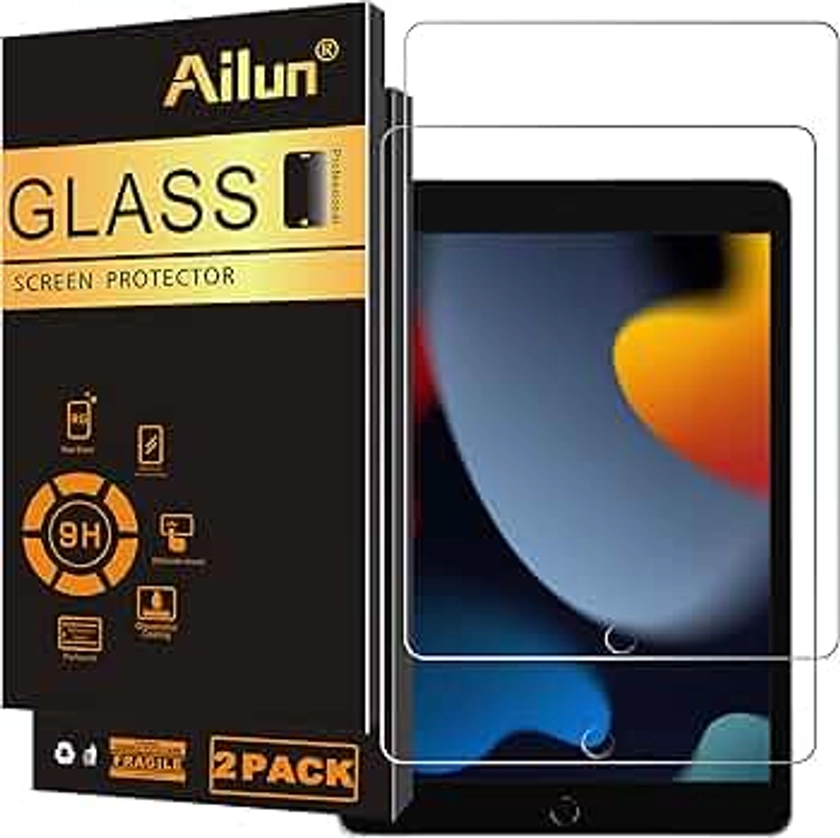 Ailun Screen Protector for iPad 9th 8th 7th Generation (10.2 Inch, iPad 9/8/7, 2021&2020&2019) Tempered Glass/Apple Pencil Compatible [2 Pack]