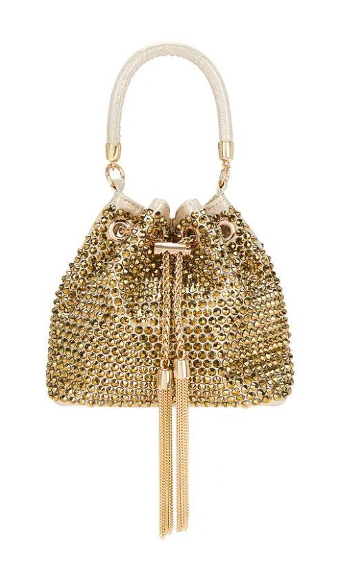 olga berg Santorini Hotfix Pouch in Gold | REVOLVE