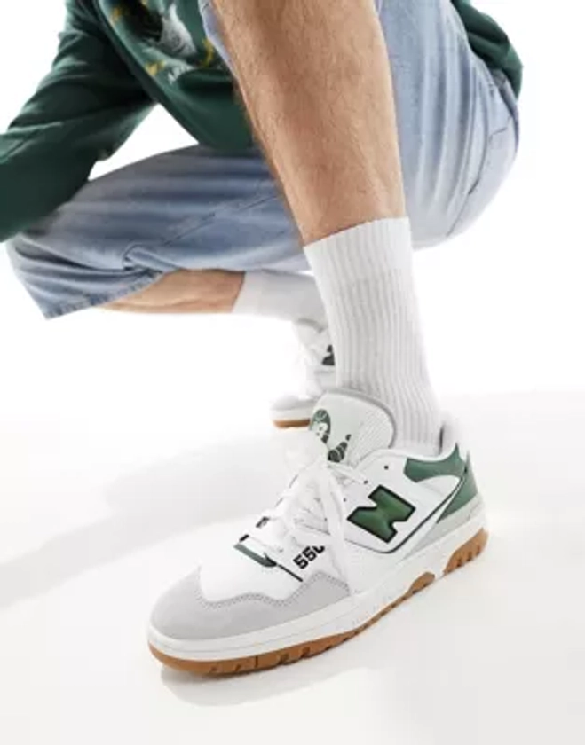 New Balance- 550 - Baskets avec bout en daim - Blanc et vert | ASOS