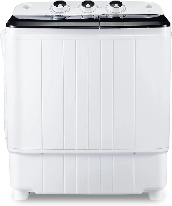 HABUTWAY 17.6Lb Portable Twin Tub Washing Machine with Gravity Drain Pump - For Apartments, Dorms, RVs