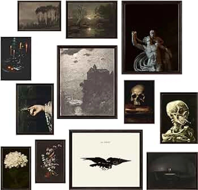 97 Decor Dark Academia Room Decor - Gothic Home Decor, Moody Halloween Decor, Dark Academia Aesthetic Pictures, Creepy Posters Goth Art Prints, Edgy Witchy Gallery Wall Art for Bedroom (Unframed)