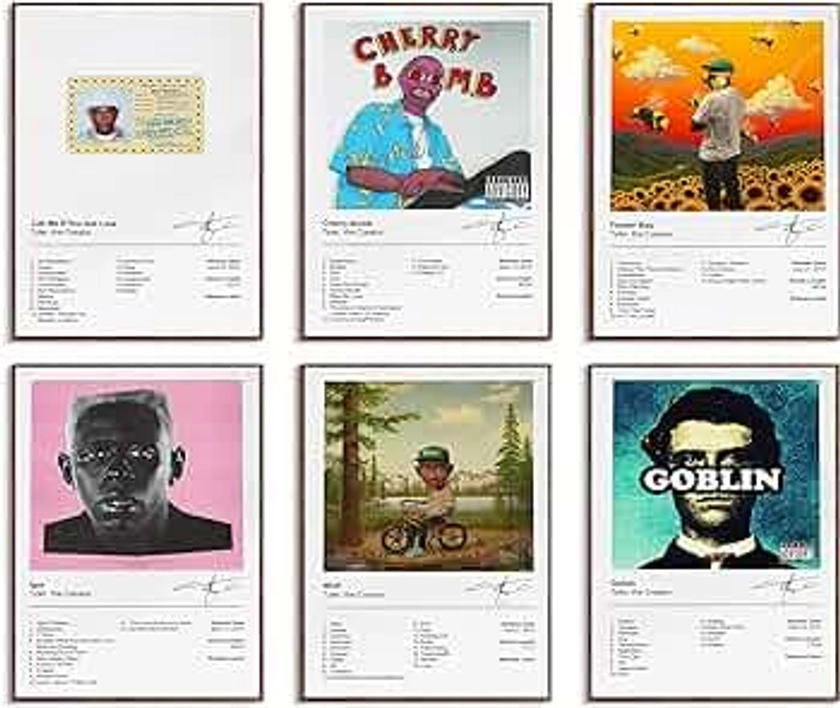 Tyler The Creator Signed Limited Posters Music Album Cover Posters Print Set of 6 Room Aesthetic Canvas Wall Art for Girl and Boy Teens Dorm Decor 8x10 inch Unframed