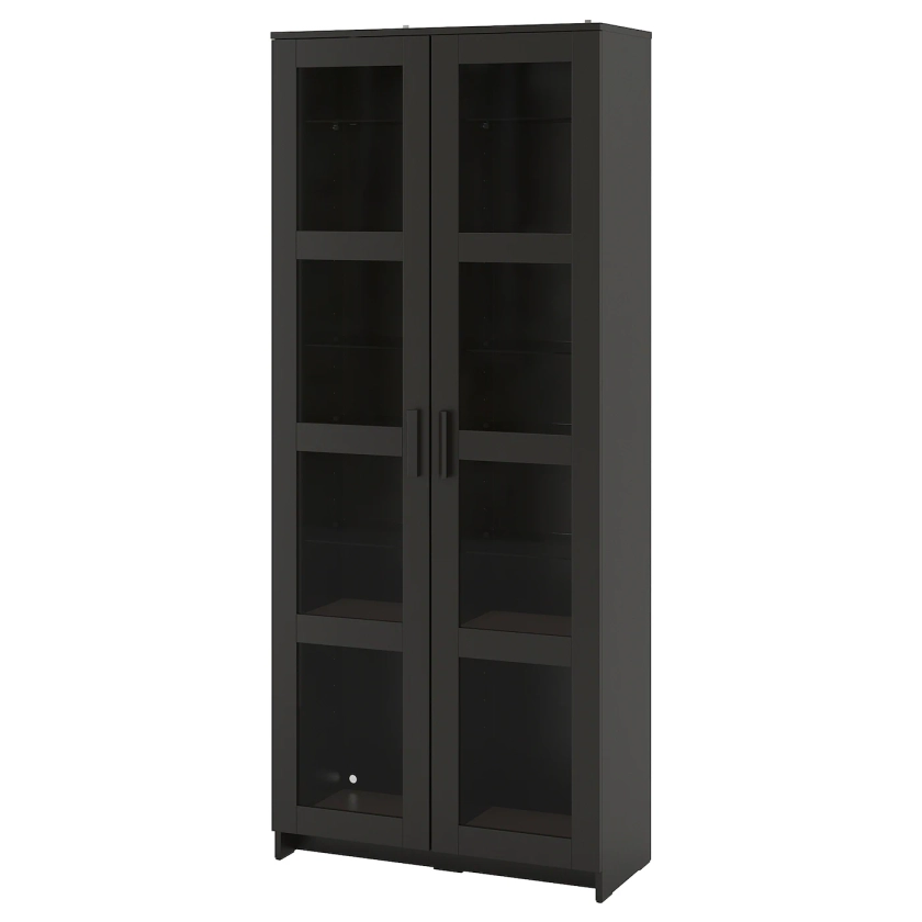 BRIMNES black, Glass-door cabinet, 80x190 cm - IKEA