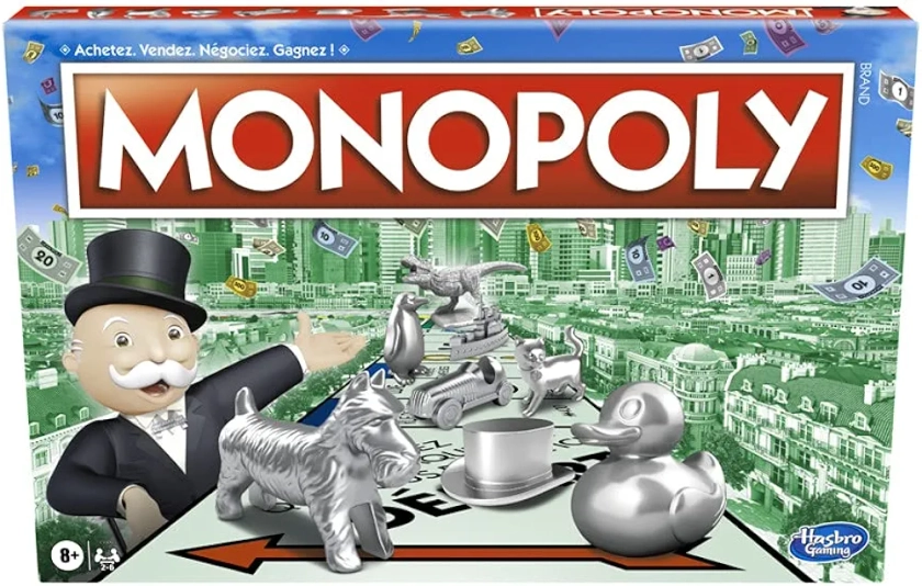 Monopoly, Jeu de Plateau Familial pour Enfants et Adultes, Jeux familiaux, 2 à 6 Joueurs, Jeux de stratégie pour garçons et Filles à partir de 8 Ans