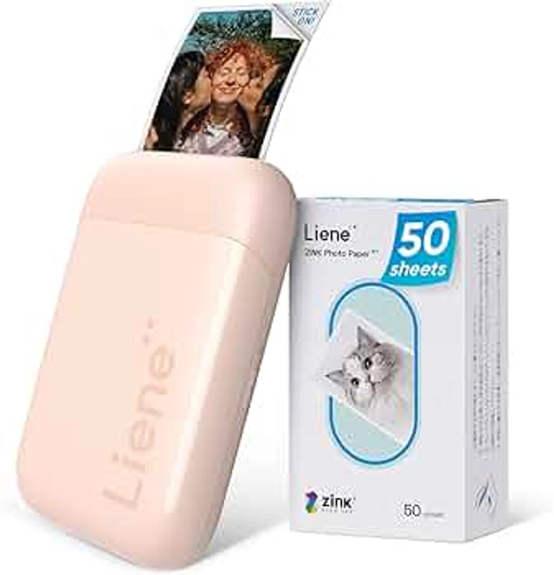 Liene 2 x 3 Imprimante Photo, Imprimante Smartphone avec 50 Zink Papier Photo Autocollante, Bluetooth Imprimante Portable pour iOS & Android Smartphone, Mini Imprimante Instantanée pour iPhone