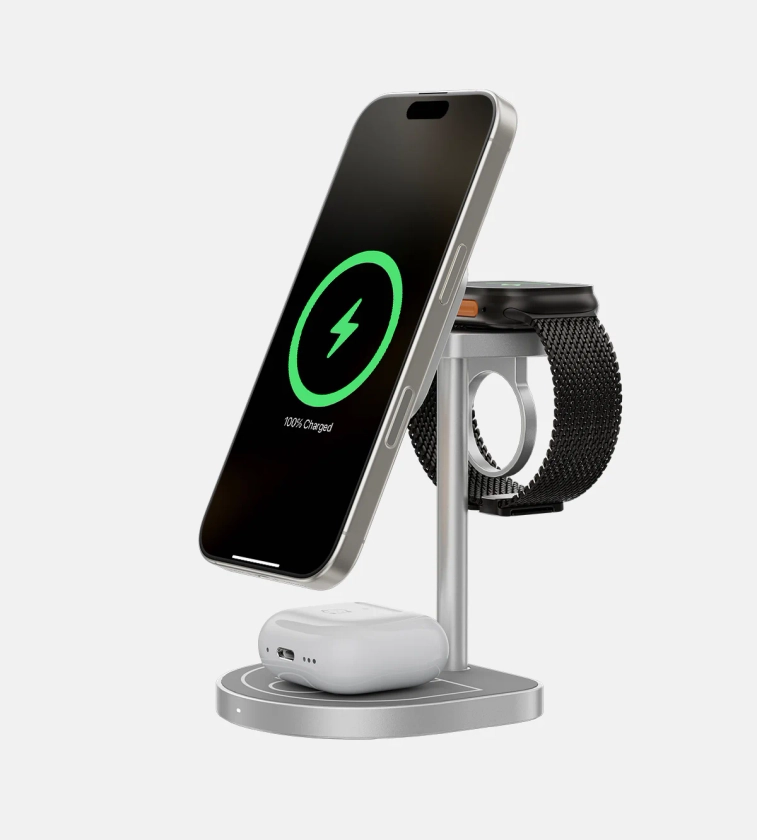 KUXIU 3-Point Power Creative 3-in-1 Magnetic Wireless Charging Stand -