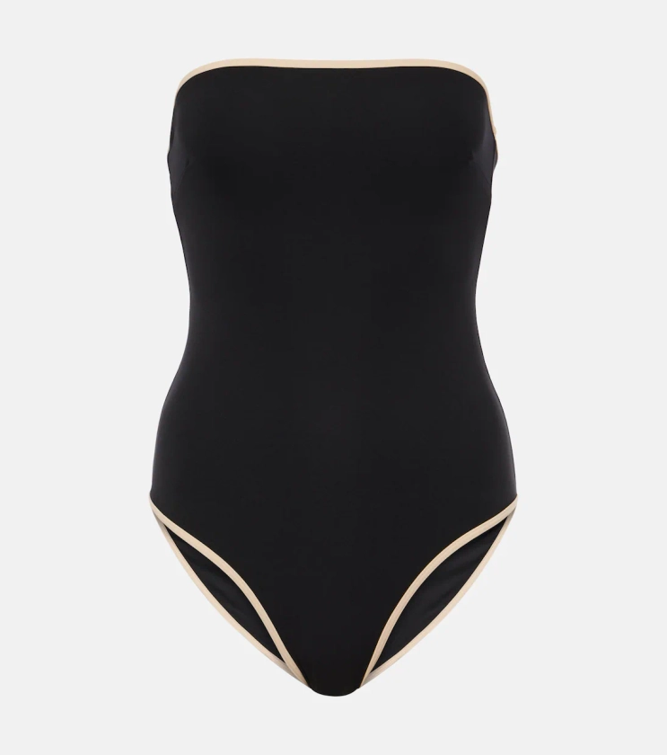 Strapless jersey swimsuit in black - Toteme | Mytheresa