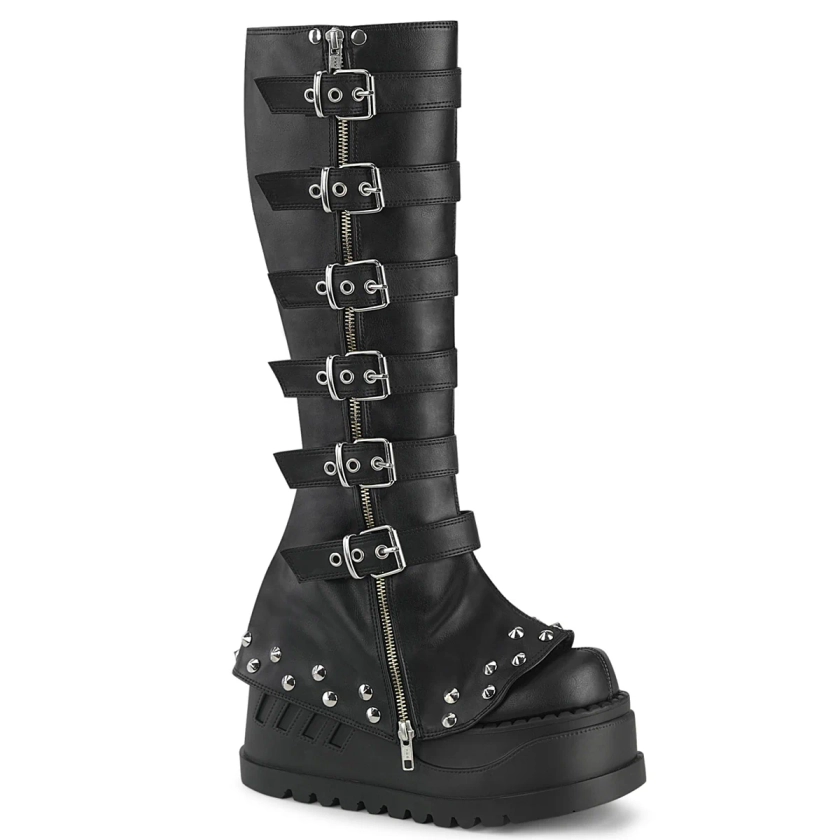 DEMONIA "Stomp-223" Boots - Black Vegan Leather