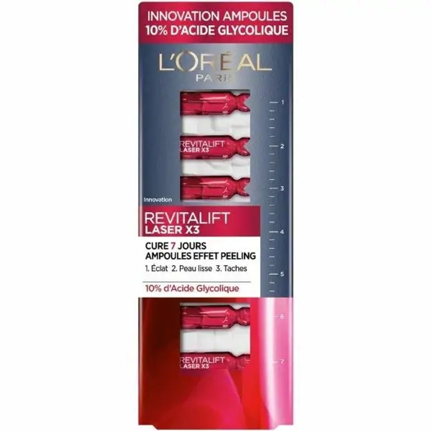 Ampoules Effet Peeling Cure 7 Jours Revitalift Laser X3 À l'Acide Glycolique de L'Oréal Paris
