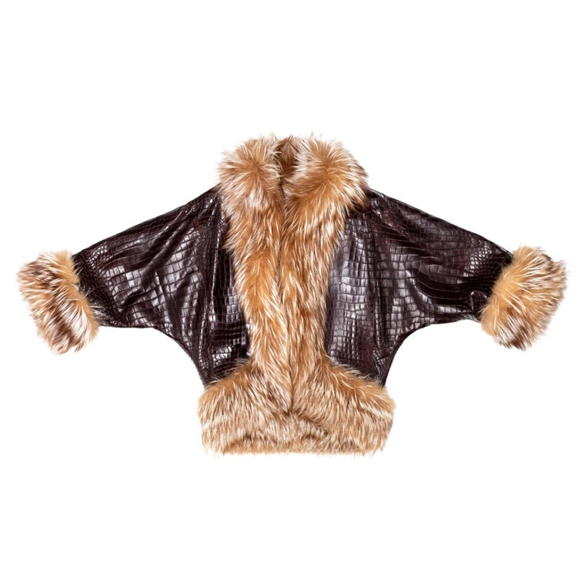 Yves Saint Laurent Haute Couture, veste en crocodile marron et fourrure de renard, fw 1999 En vente sur 1stDibs | veste en crocodile et fourrure de renard marron yves saint laurent haute couture