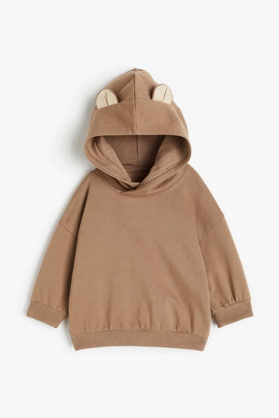 Block-coloured hoodie - Long sleeve - Regular length - Light brown - Kids | H&M GB