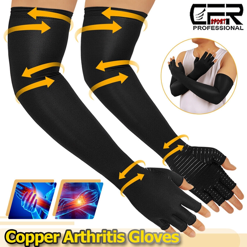 Copper Gloves Compression Gloves for Arthritis Hands Arm Sleeves for Women Men