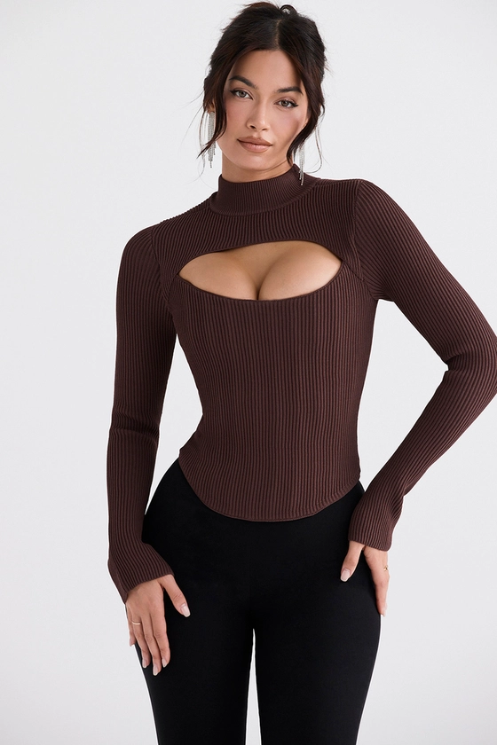 Clothing : Tops : 'Georgina' Cocoa Knitted Corset