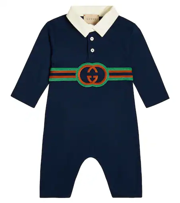 Baby Interlocking G cotton jersey onesie in multicoloured - Gucci Kids | Mytheresa