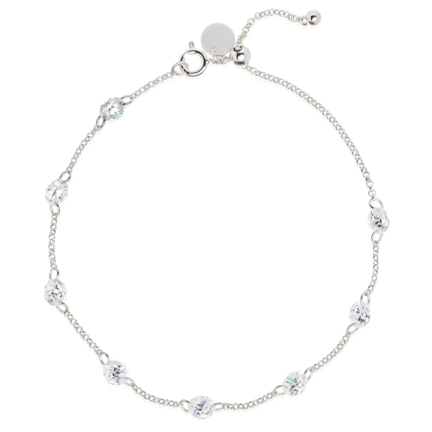 Diamonique 4ct tw Floating Stone Bracelet Sterling Silver