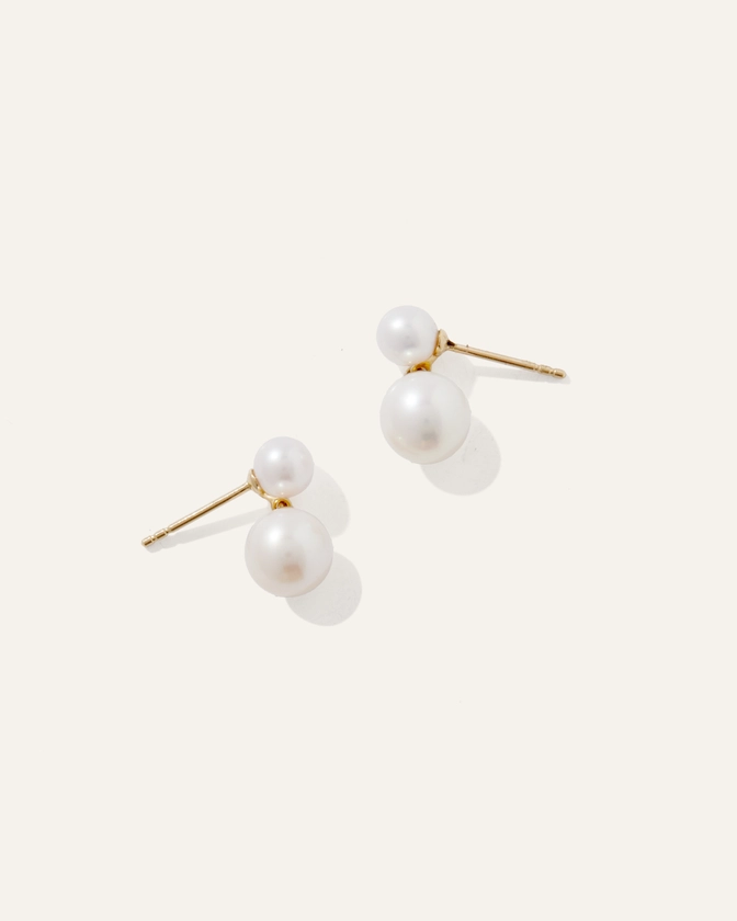 14K Gold Pearl Drop Earrings