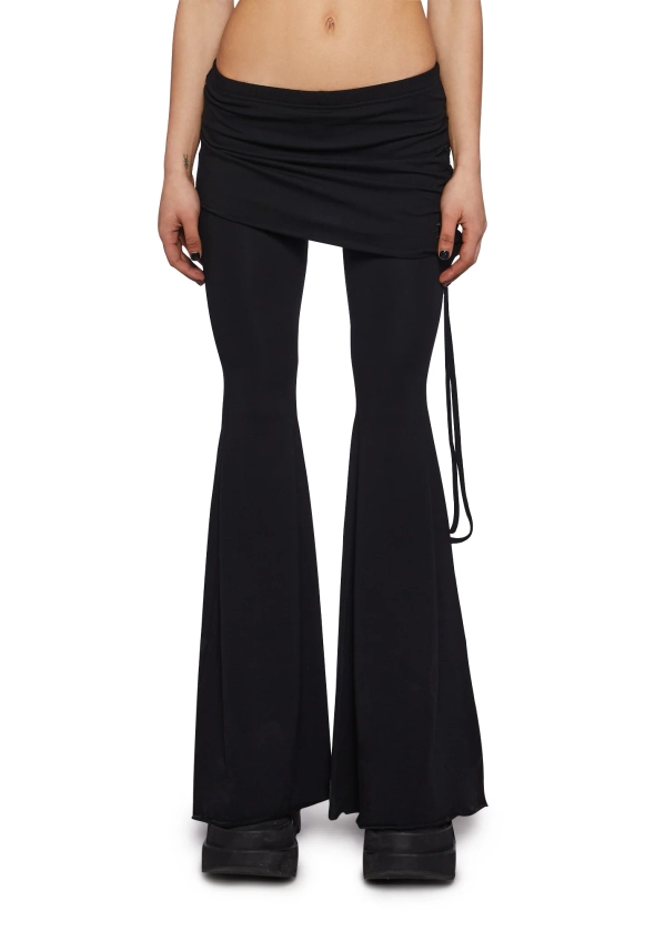 Crossfade Lace-Up Pants With Skirt - Black
