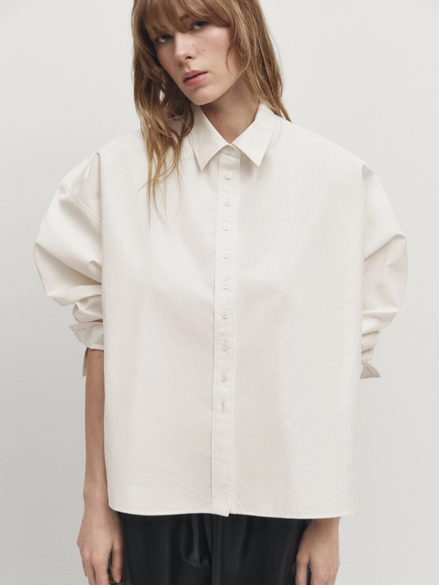 Cropped blouse met knopen - Massimo Dutti Netherlands