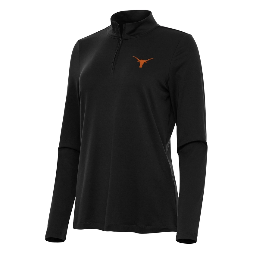 Women's Antigua Black Texas Longhorns Reprocess Quarter-Zip Top