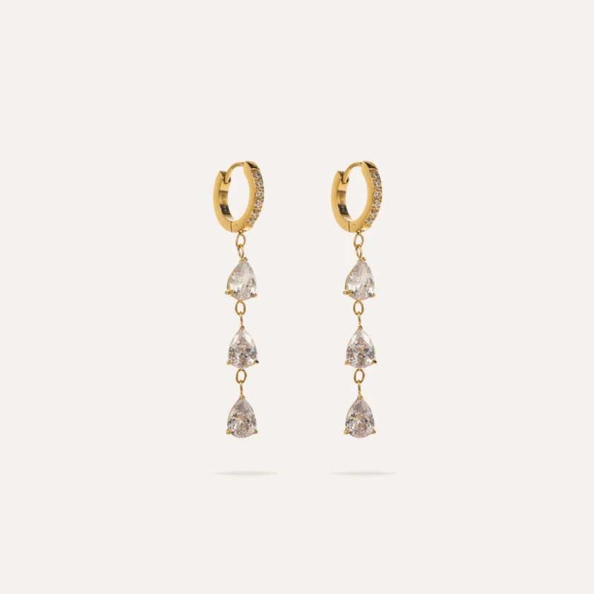 Tessa | Boucles d'oreilles en acier inoxydable et zircons