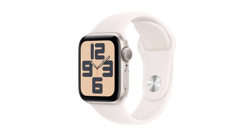 Apple Watch SE GPS, Boîtier en aluminium lumière stellaire de 40 mm, Bracelet Sport rose tendre - S/M