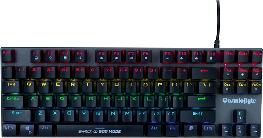 Amazon.in: Buy Cosmic Byte CB-GK-26 Pandora TKL Mechanical Keyboard Upgraded with Swappable Outemu Red Switches & Rainbow LED (Black/Grey) Online at Low Prices in India | Cosmic Byte Reviews & Ratings