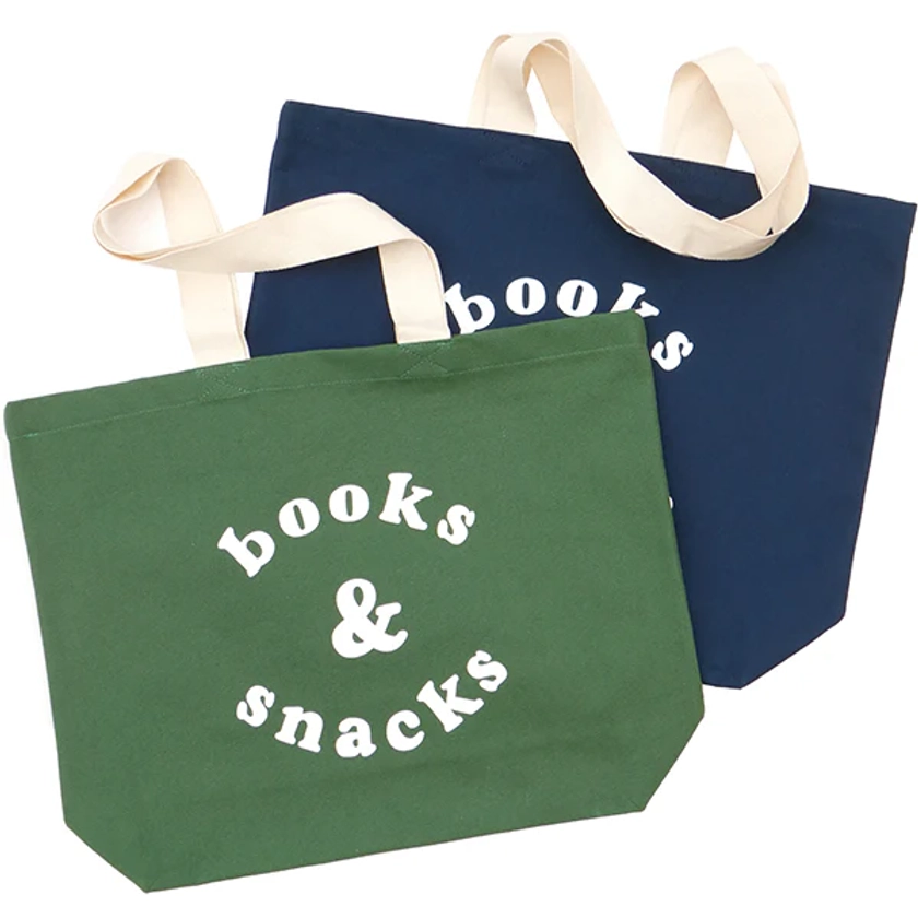 Books & Snacks Large Canvas Tote Bag