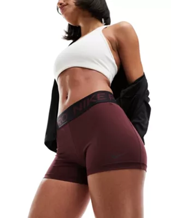 Nike Pro Training 365 3-inch shorts in burgundy | ASOS