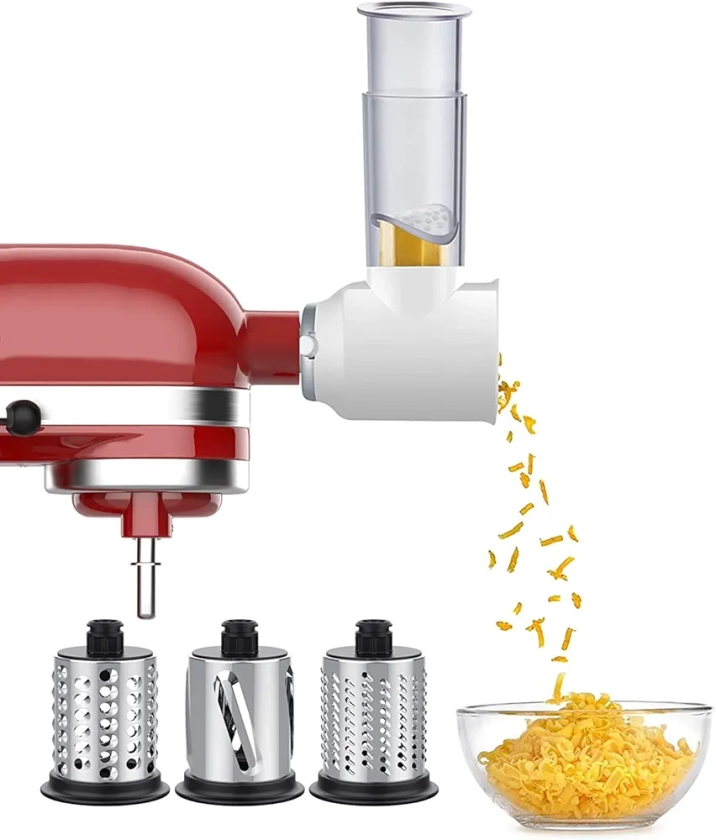 GVODE Accessoire Coupe-légumes pour Kitchenaid Robot Pâtissier, Accessoire pour éminceur Râpeur pour Kitchenaid,Avec Trois Lames en Acier Inoxydable, Blanc : Amazon.fr: Cuisine et Maison