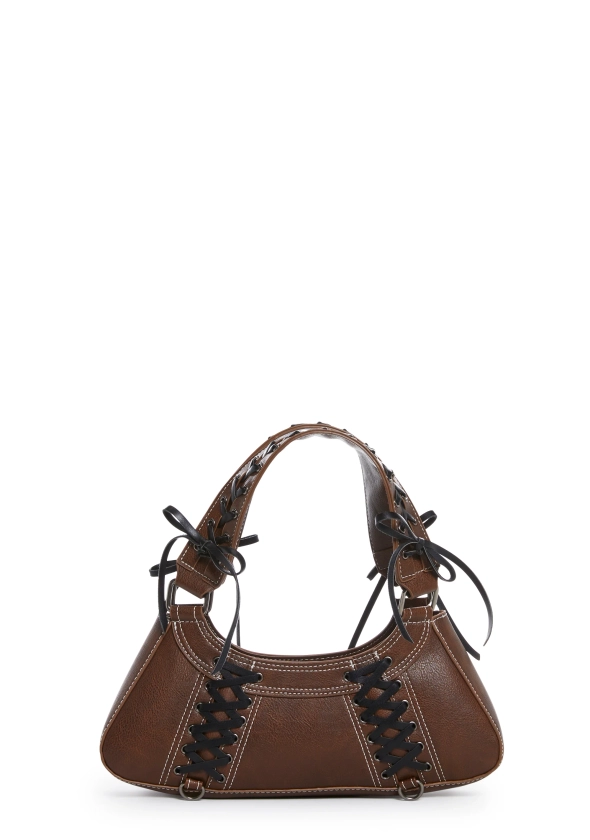 Current Mood Corset Lace-Up Shoulder Bag - Brown