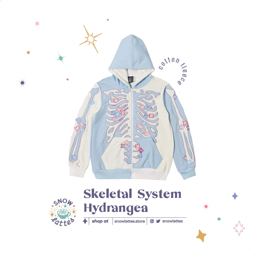 (PREORDER) Skeletal System Hooded Jacket - Hydrangea